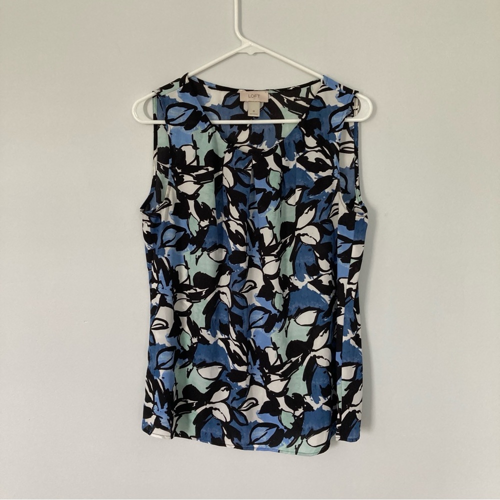 Blue, Black & Mint Print Tank | Loft | Medium
